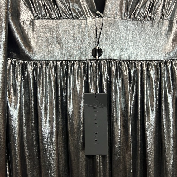 NWT: Gianni Bini Silver Metallic V-neck Maxi Dress - Picture 11 of 11